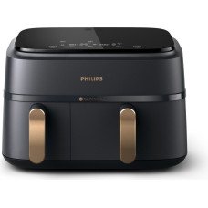 Friteuza dubla cu aer cald Philips Seria 3000 NA352/00, 3.0kg, 9.0l, 2750W, negru-auriu