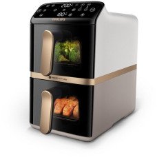 Friteuza dubla cu aer cald verticala Philips Seria 4000 NA462/80, 13 functii, 10.0l, 2750W