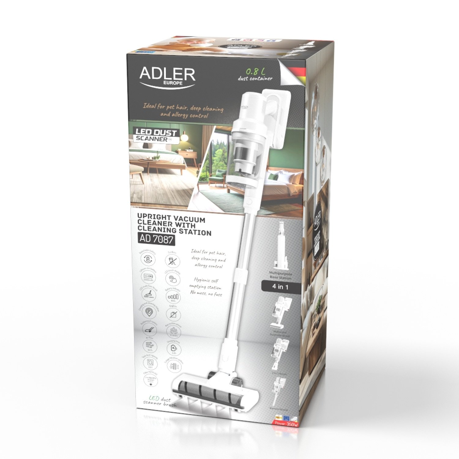Беспроводной пылесос с зарядной и чистящей станцией Adler AD 7087