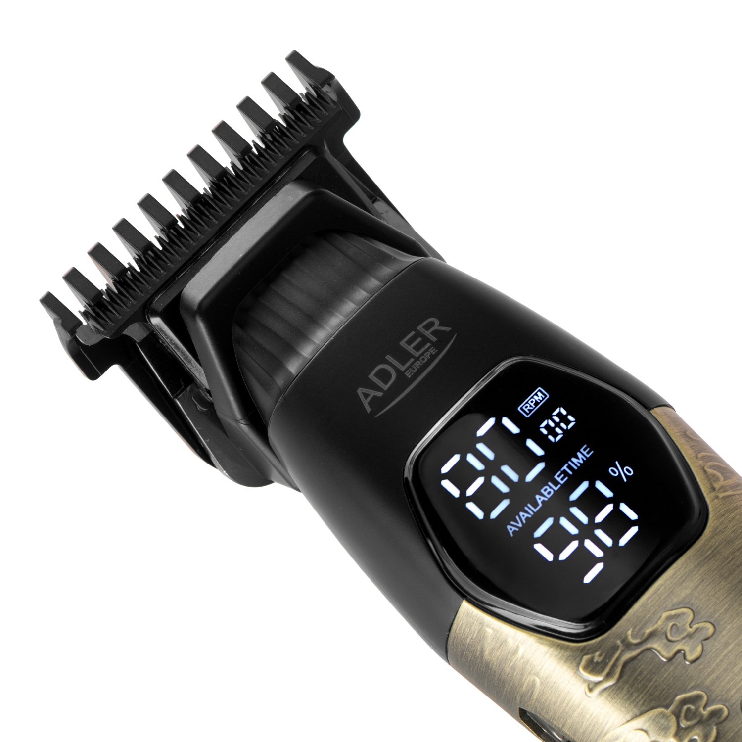Триммер для бороды и усов Adler AD 2968, USB-C, 2 скорости, 3 насадки-гребня, светодиодный дисплей
