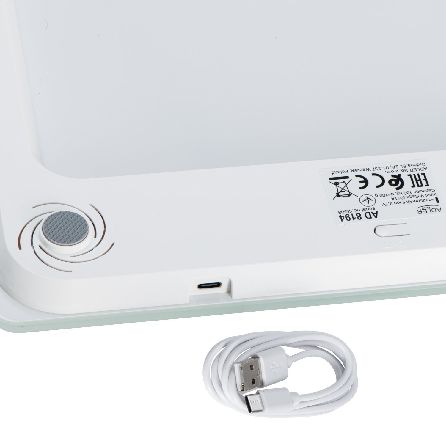 Напольные весы Adler AD 8194,USB-C, перезаряжаемые, 180 кг, точность 100 г.