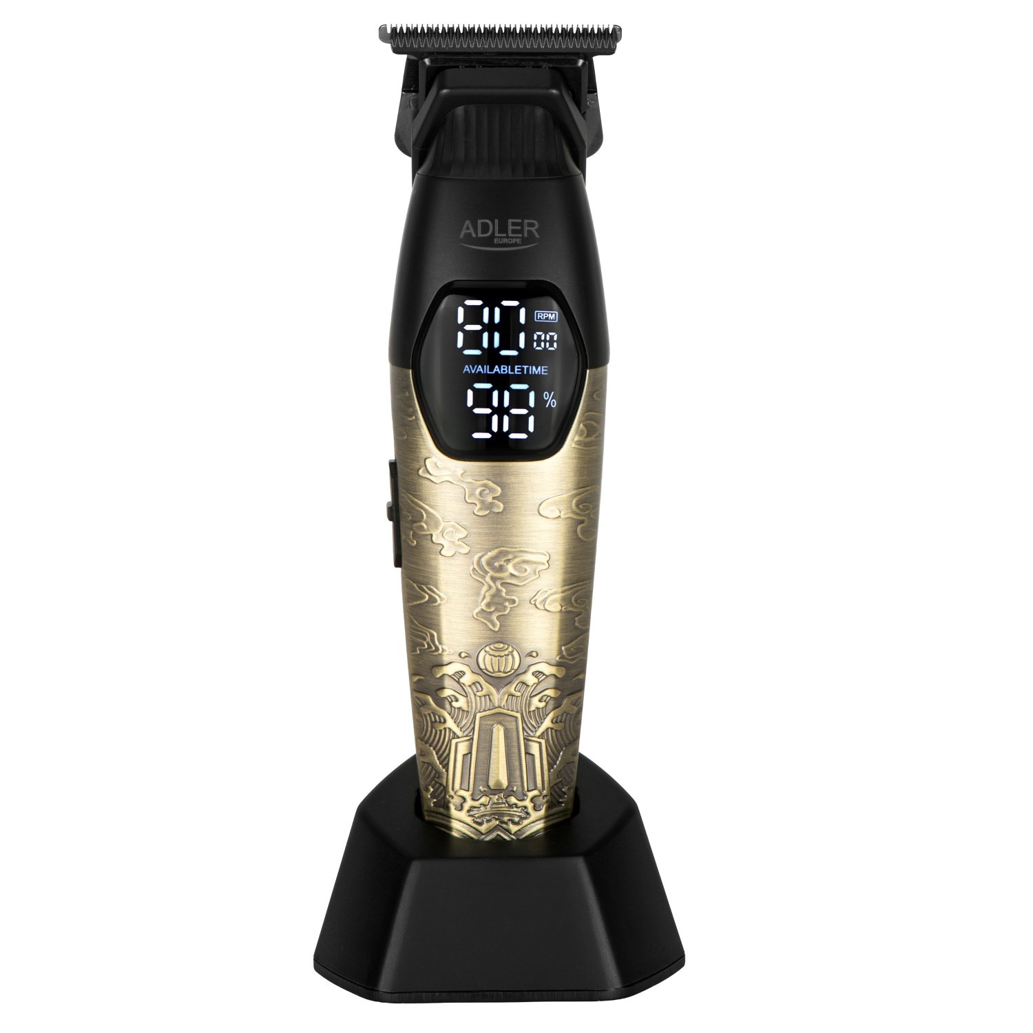 Триммер для бороды и усов Adler AD 2968, USB-C, 2 скорости, 3 насадки-гребня, светодиодный дисплей