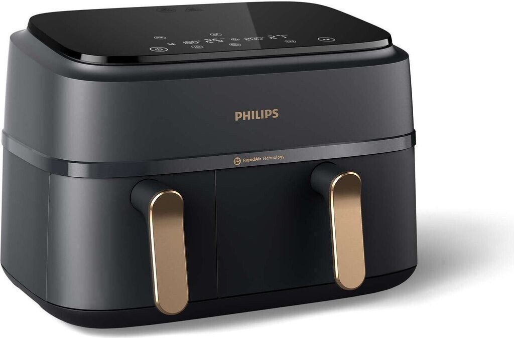 Friteuza dubla cu aer cald Philips Seria 3000 NA352/00, 3.0kg, 9.0l, 2750W, negru-auriu