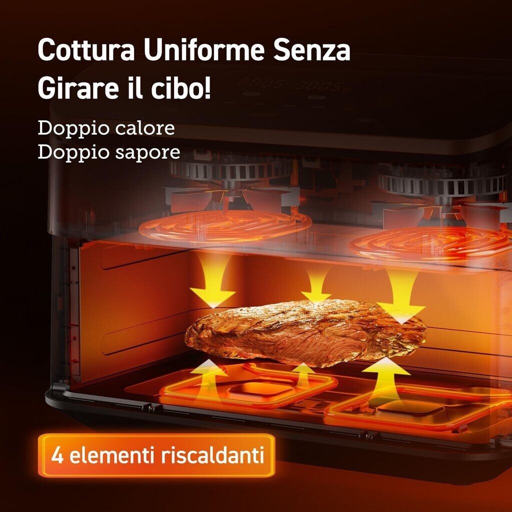 Аэрофритюрница Cosori Dual Blaze Twinfry CAF-TF101S-AEUR, 2800Вт, 10л, черный