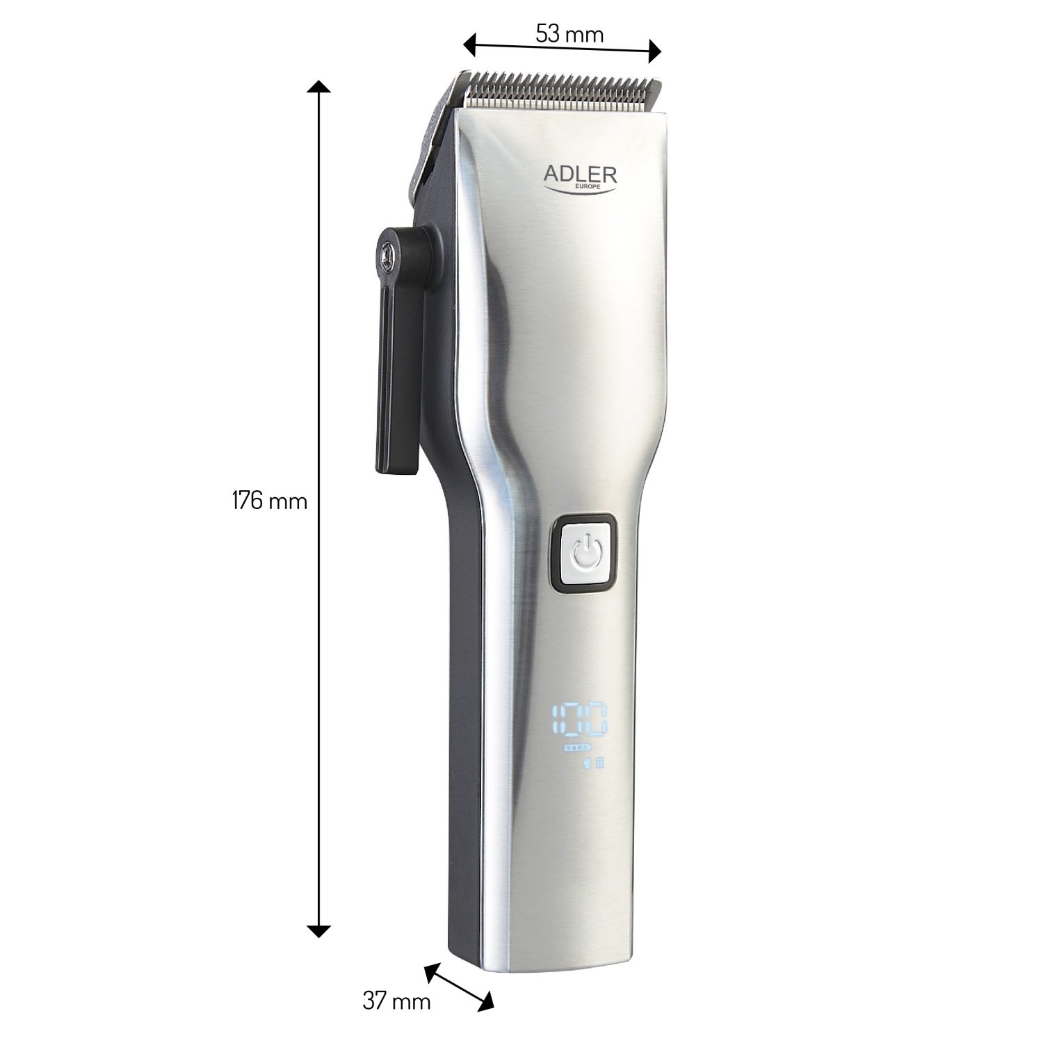 Машинка для стрижки волос Adler AD 2850, беспроводной триммер для волос с USB-C, 2 скорости, светодиодный дисплей, 8 насадок