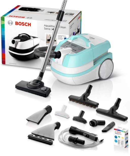 Aspirator multifuncțional Wet&Dry Bosch BWD420HYG, 2000W, alb-bleu