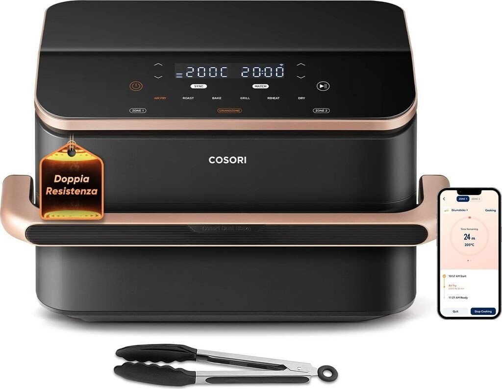 Аэрофритюрница Cosori Dual Blaze Twinfry CAF-TF101S-AEUR, 2800Вт, 10л, черный