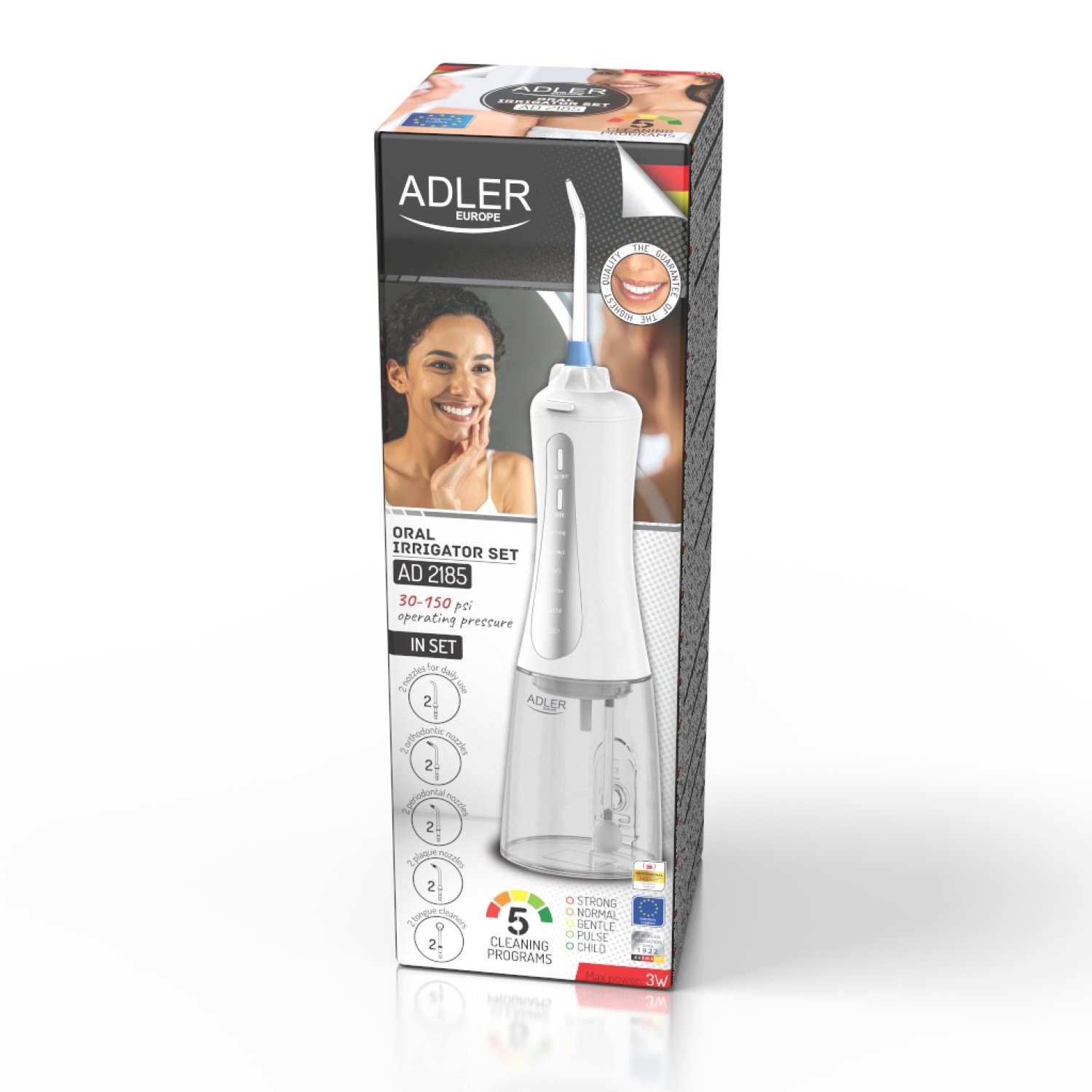 Ирригатор для полости рта Adler AD 2185 с 10 сменными насадками