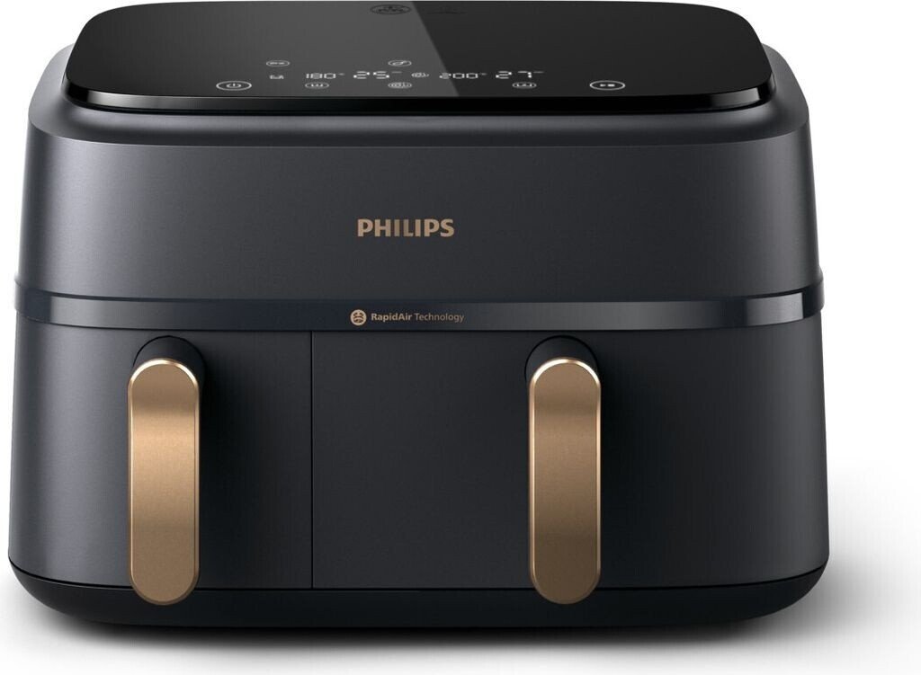 Friteuza dubla cu aer cald Philips Seria 3000 NA352/00, 3.0kg, 9.0l, 2750W, negru-auriu