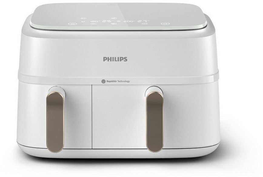 Friteuza dubla cu aer cald Philips Seria 3000 NA353/10, 3.0kg, 9.0l, 2750W, alb