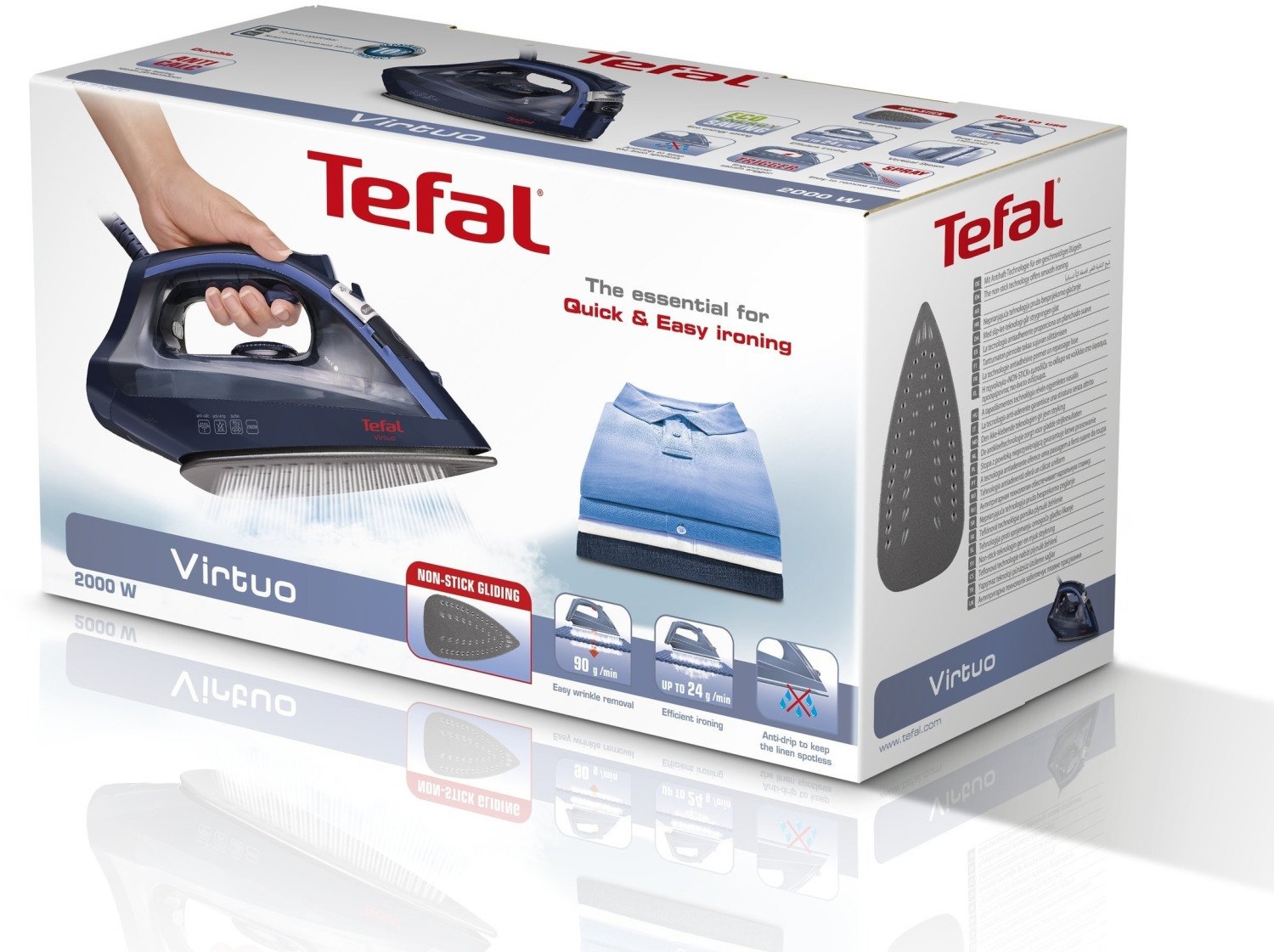 Утюг с паром Tefal Virtuo FV 1713, 2000 Вт, синий