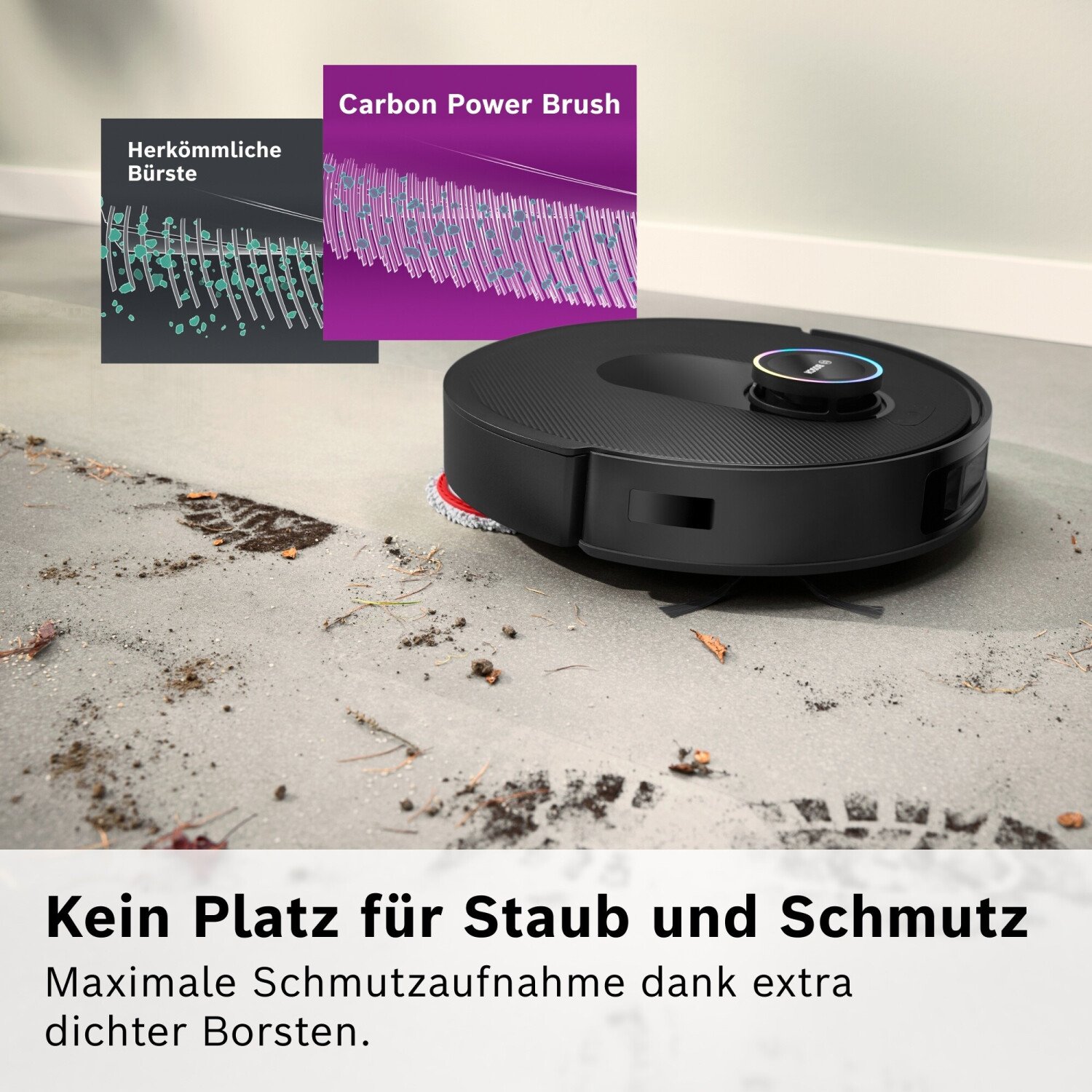 Aspirator robot pentru curatare uscata si umeda Bosch Spotless Max Cam BCRDW3BX, 0.27l, 14.4V, max 160 min, Wi-Fi