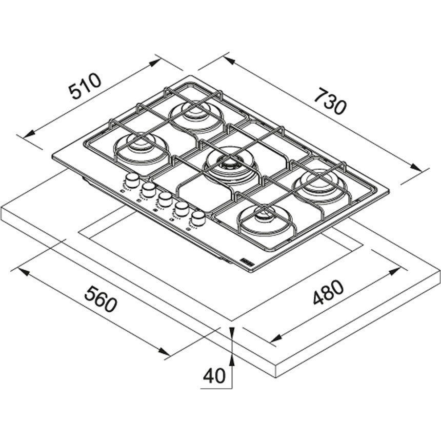 Варочная панель газовая Franke Smart FHSM 755 4G DC XS C 106.0554.394