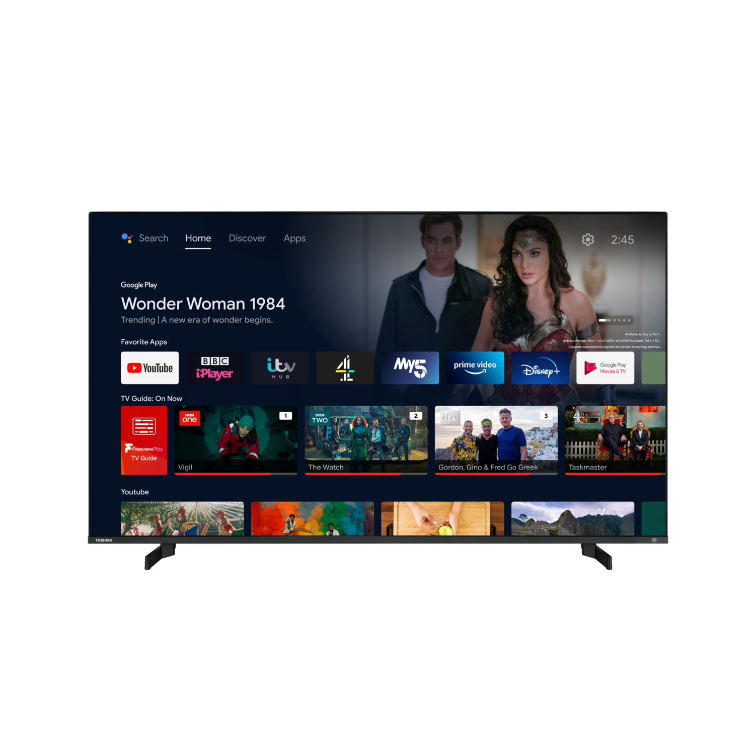 Телевизор QLED Smart TOSHIBA 55QA5D63DB, Ultra HD 4K, HDR, 139 cм