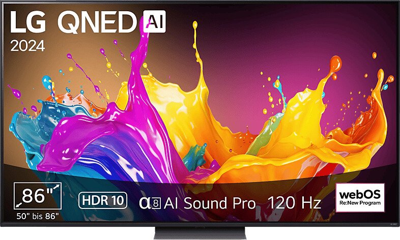 Телевизор LG 86QNED86T3A, Ultra HD 4K, HDR, 218 см