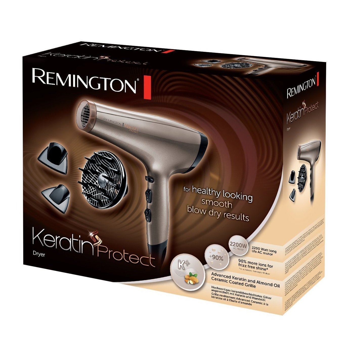 Uscător de păr Remington AC8002 Keratin Protect, 2200W, 2 viteze, 3 trepte temperatura