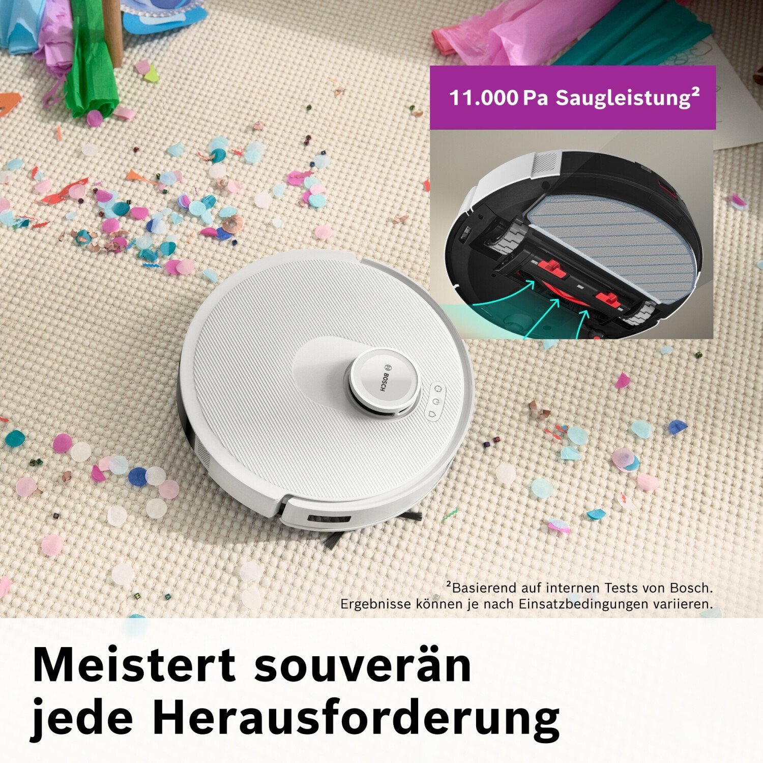 Робот-пылесос Bosch Spotless BCRC1W с функцией влажной уборки, 0,4 л, 14,4 В, макс 160 мин, Wi-Fi