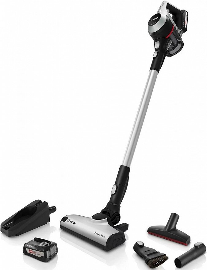 Aspirator vertical Bosch BCS612KA2, 0.3l, 18V, autonomie max 30 min, Power for ALL, argintiu