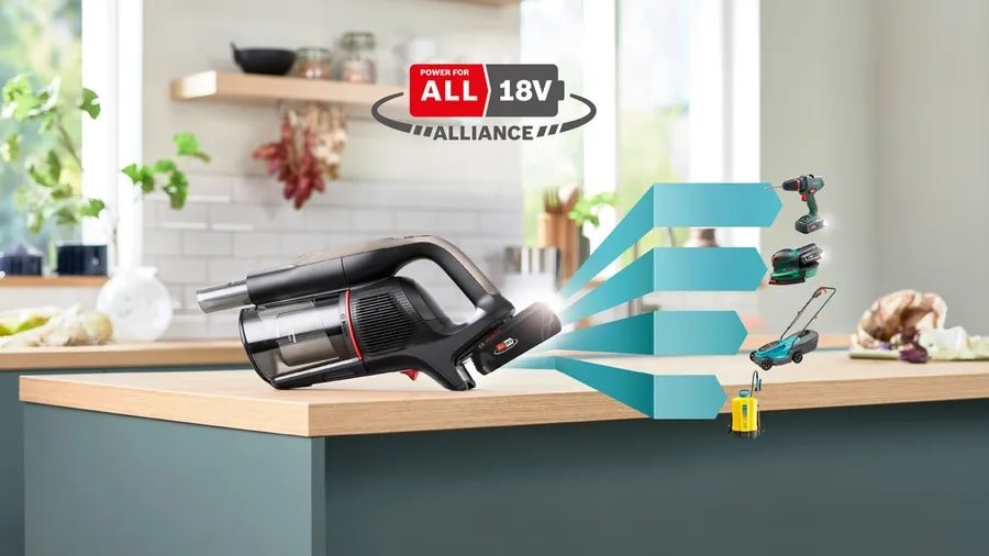 Аккумуляторный пылесос Bosch BCS931GAC Unlimited 9, 0.4 л, 18 В, графитовый