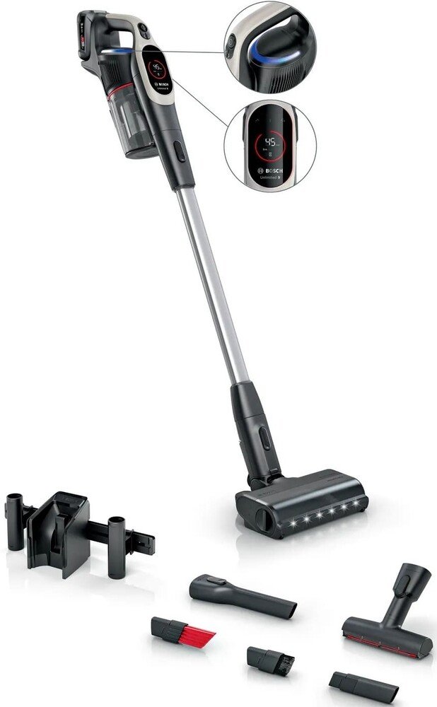 Аккумуляторный пылесос Bosch BCS931GAC Unlimited 9, 0.4 л, 18 В, графитовый