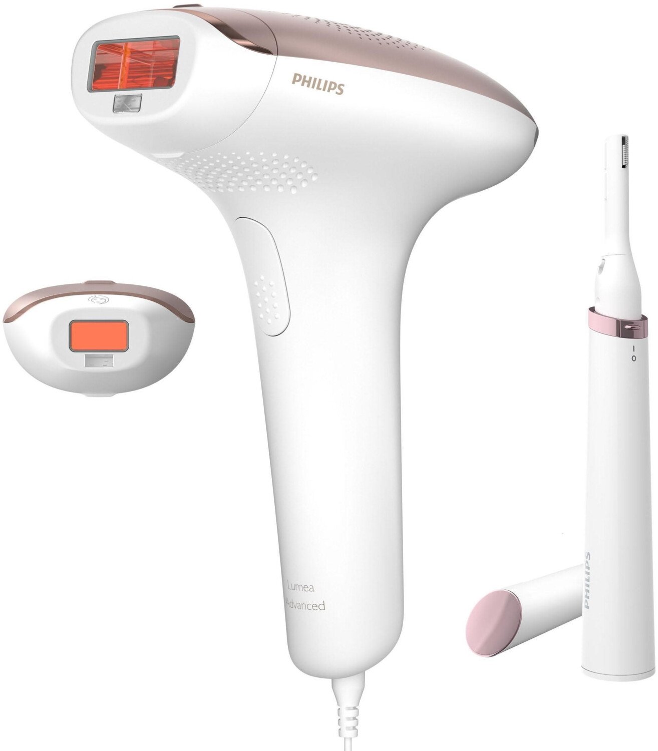 Epilator IPL Philips Lumea Avanced BRI921/00, 250.000 impulsuri, 1 accesoriu, retea, alb-roz + Trimmer