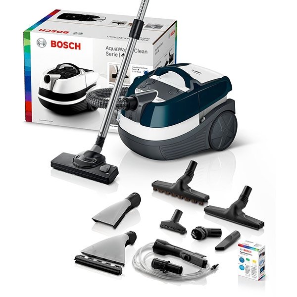 Aspirator multifuncțional Wet&amp;Dry Bosch BWD41720, 1700W, alb-turcoaz