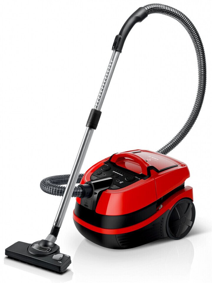 Пылесос для сухой и влажной уборки Bosch BWD421PET, 2100 Вт, фильтр Hepa, красный