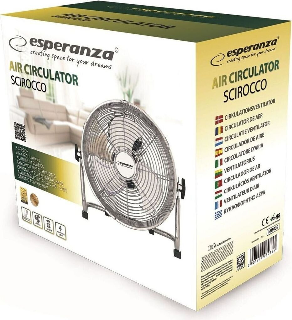 Вентилятор напольный Esperanza Scirocco EHF005, 50 Вт, диаметром 40 см, 3 скорости 