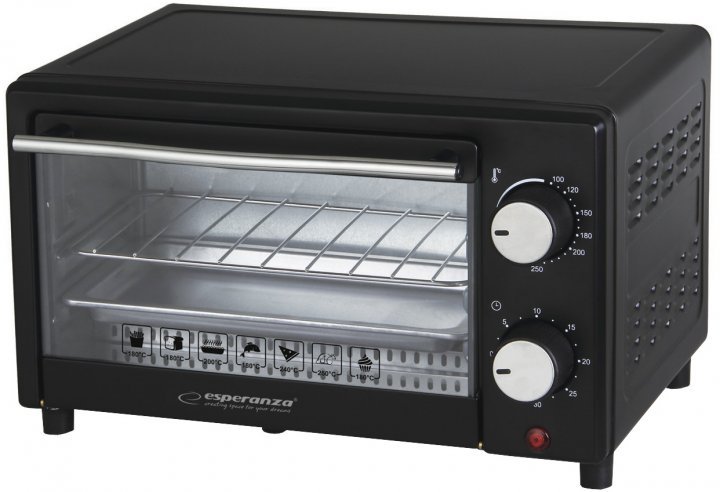 Mini cuptor Esperanza EKO004, 900W, 10l, Timer, Negru