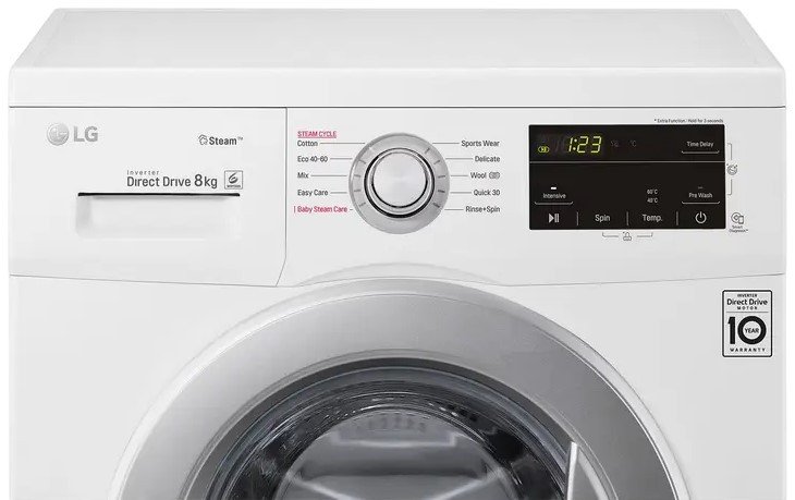 Maşina de spălat rufe LG F4J3TS4WE, Steam, 8 kg, 1400rpm, Direct Drive