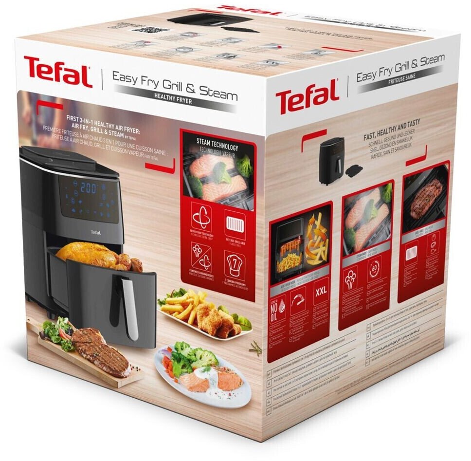 Friteuza cu aer cald, grill si abur Tefal Easy Fry Grill &amp; Steam FW2018, 6.5l, 7 functii, negru