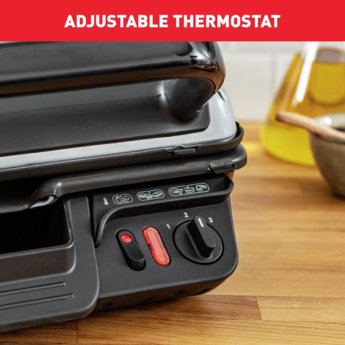 Электрический гриль Tefal GC305012, 2000 Вт, нержавеющая сталь, съемные антипригарные пластины, регулируемый термостат