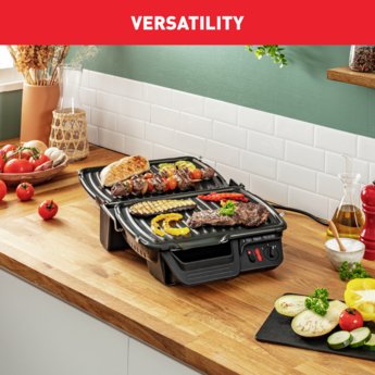 Электрический гриль Tefal GC305012, 2000 Вт, нержавеющая сталь, съемные антипригарные пластины, регулируемый термостат