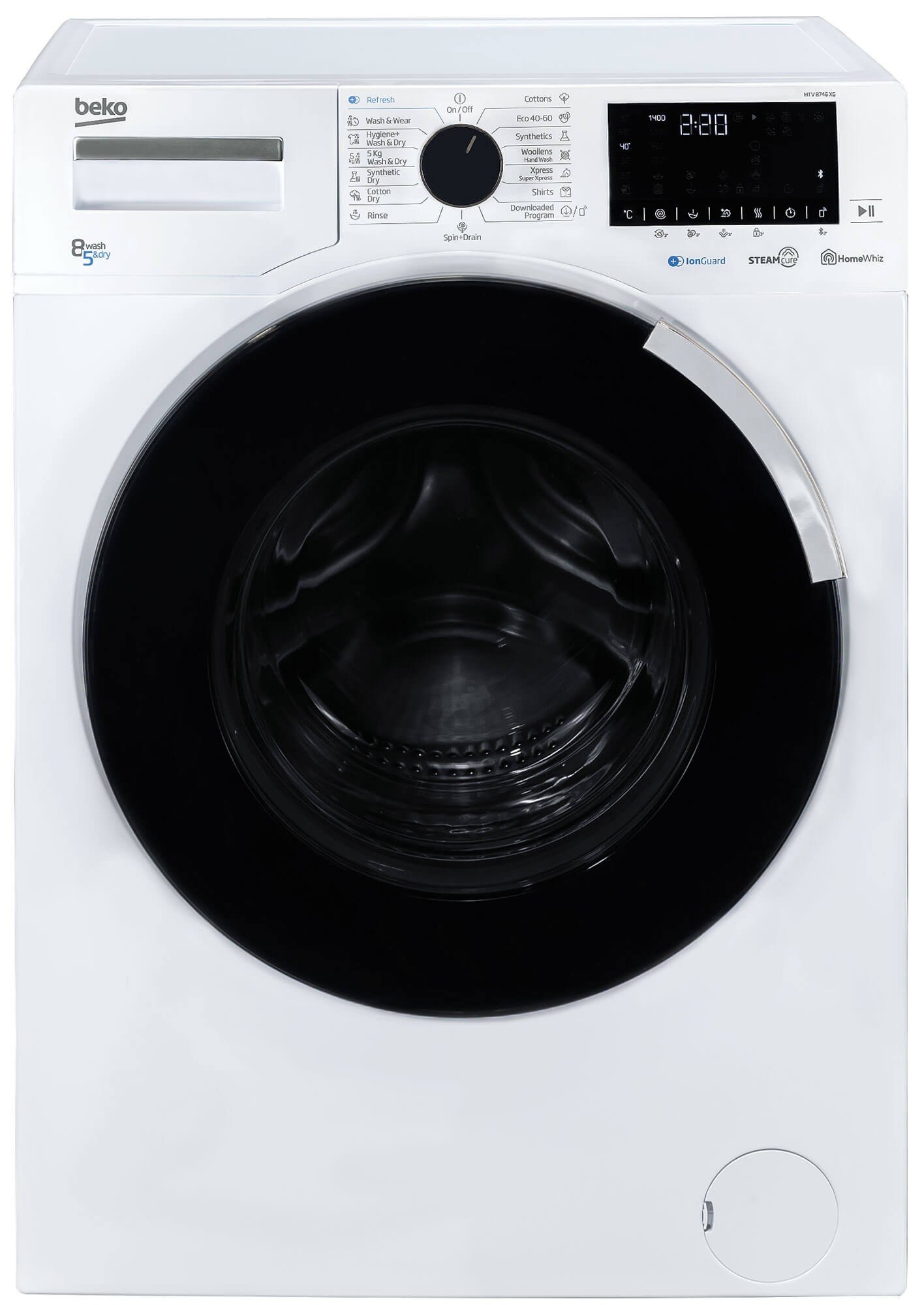 Maşina de spălat rufe cu uscător BEKO HTV8746XG, HomeWhiz, 8/5kg, 1400rpm, Clasa C/D, alb