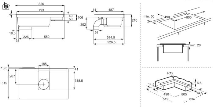 Индукционная варочная панель с интегрированной вытяжкой AEG IDE84244IB
