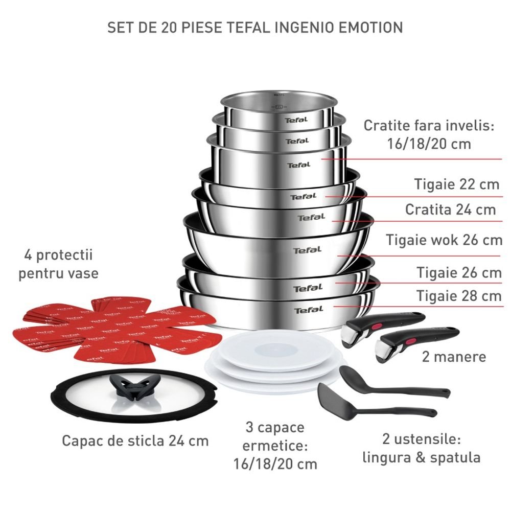 Set de vase din 20 piese Tefal Ingenio Emotion L897SJ04