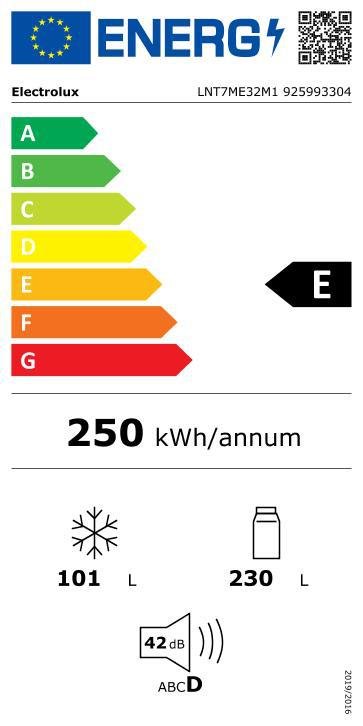 Двухкамерный холодильник Electrolux LNT7ME32M1, No Frost, 324 л, H 186 cм, Класс E, черный