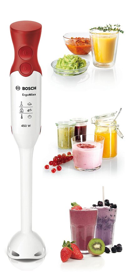 Погружной блендер Bosch MSM64010 ErgoMixx 450 W, белый с красным