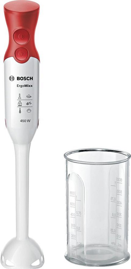 Погружной блендер Bosch MSM64010 ErgoMixx 450 W, белый с красным