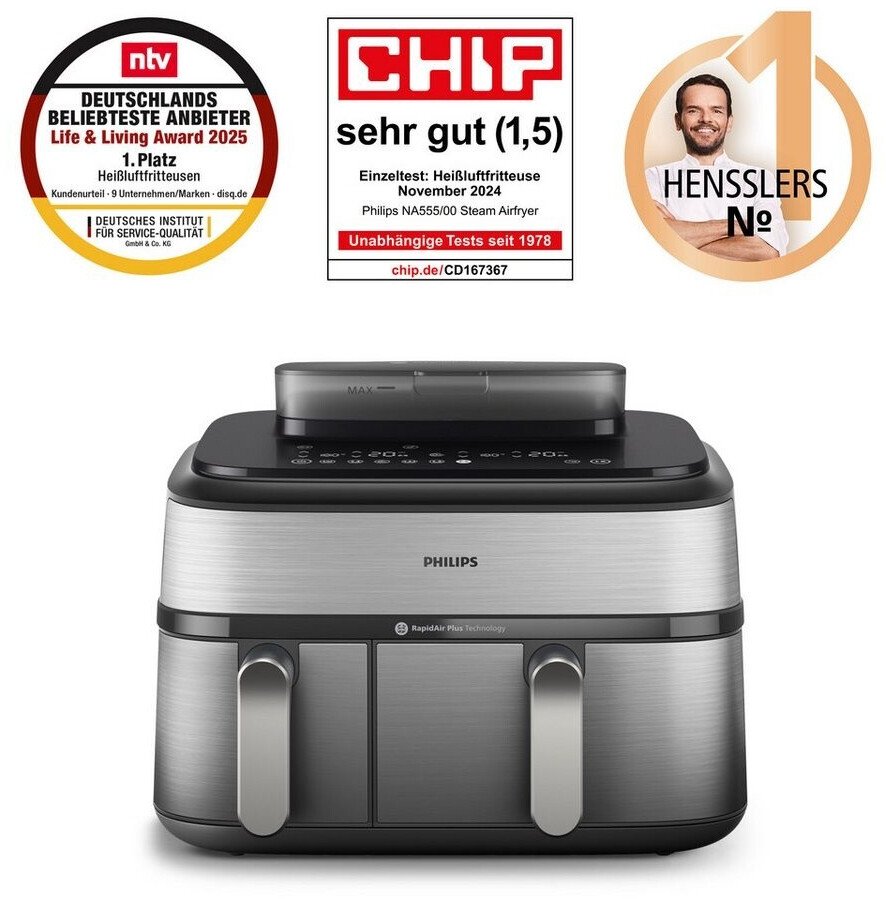 Двойная фритюрница Philips Серия 5000 NA555/00, 3.0кг, 9.0л, 2750Вт