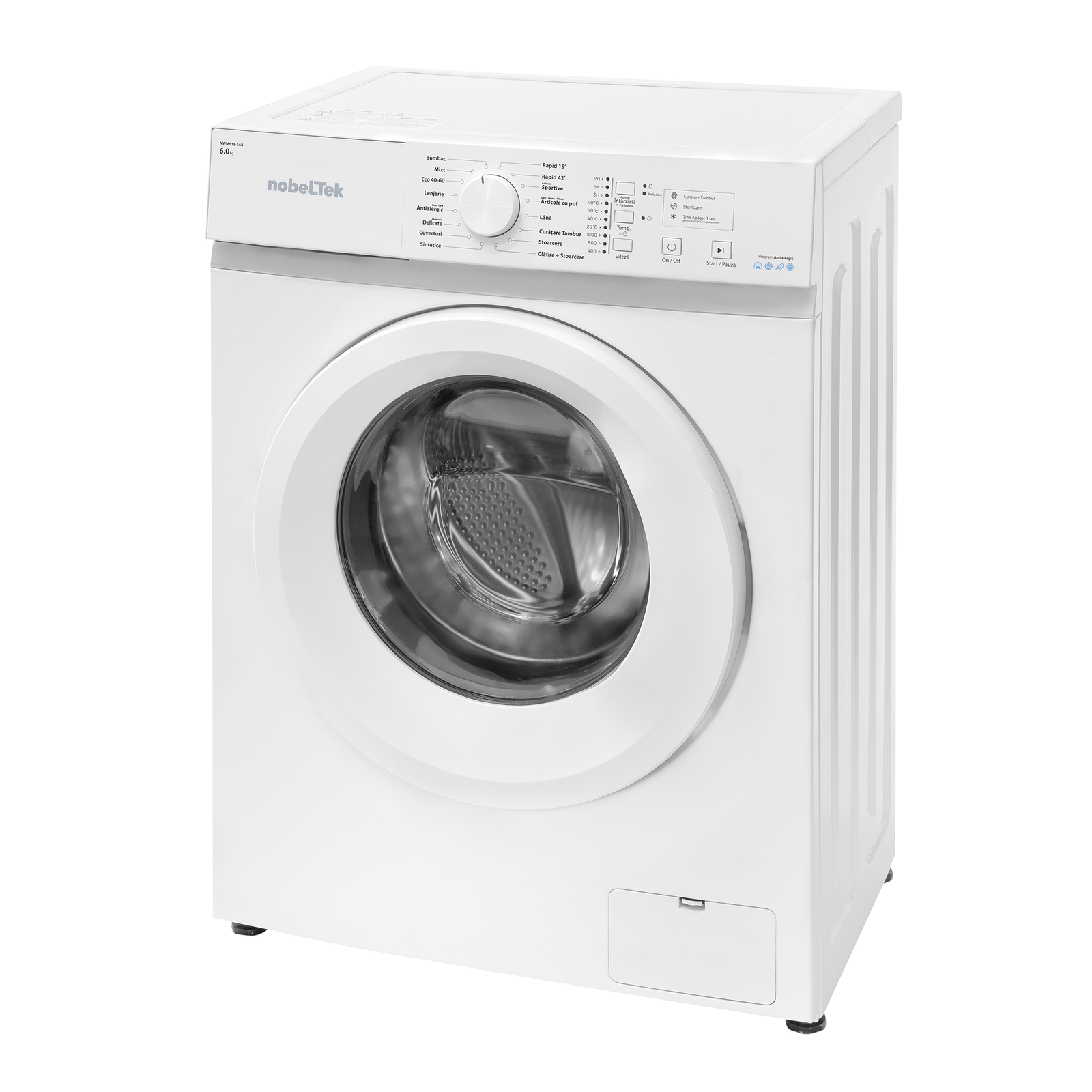 Mașina de spalat rufe NobelTek NWM61E-S68, 6 kg, 1000 RPM, Clasa E, Alb