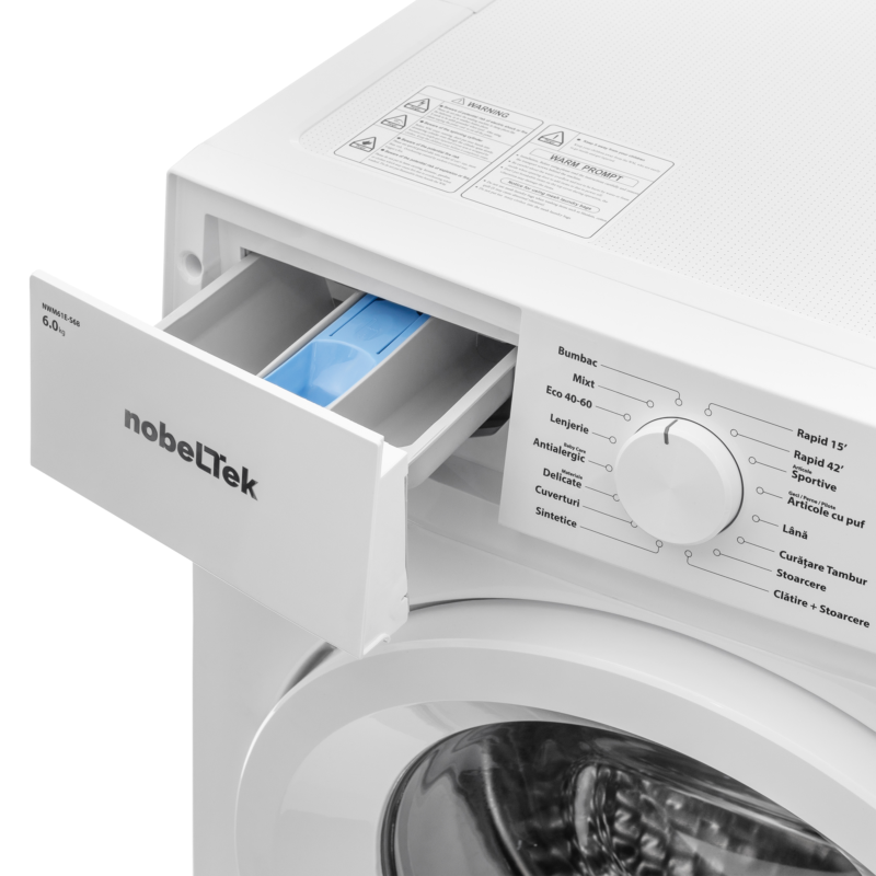 Mașina de spalat rufe NobelTek NWM61E-S68, 6 kg, 1000 RPM, Clasa E, Alb