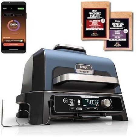 Grătar electric cu funcție de afumare Ninja Woodfire Pro Connect XL OG901EU
