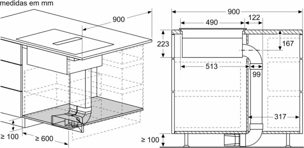 Plită pe inducție cu sistem de ventilare integrat Bosch PVS611B16E