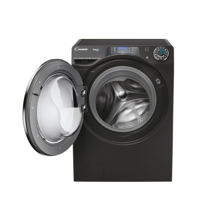 Mașină de spălat rufe cu uscător Candy RPW4856BWMBCB-S RapidÓ PRO, 8 + 5 kg, 1400 RPM, Clasa A / D, Wi-Fi, negru