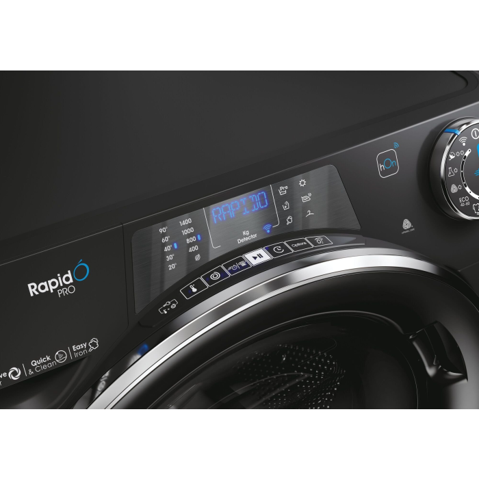 Mașină de spălat rufe cu uscător Candy RPW4856BWMBCB-S RapidÓ PRO, 8 + 5 kg, 1400 RPM, Clasa A / D, Wi-Fi, negru
