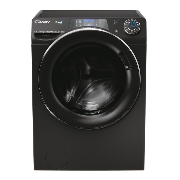 Mașină de spălat rufe cu uscător Candy RPW4856BWMBCB-S RapidÓ PRO, 8 + 5 kg, 1400 RPM, Clasa A / D, Wi-Fi, negru