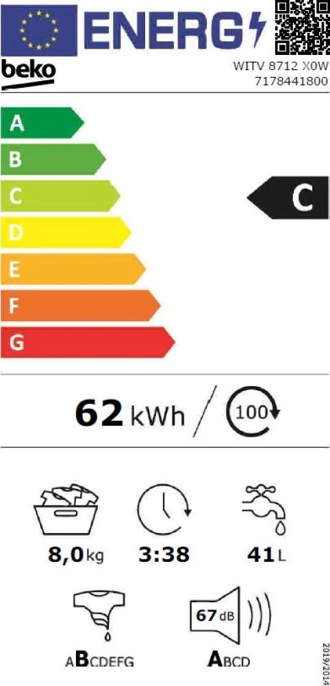 Встраиваемая стиральная машина Beko WITV8712X0W