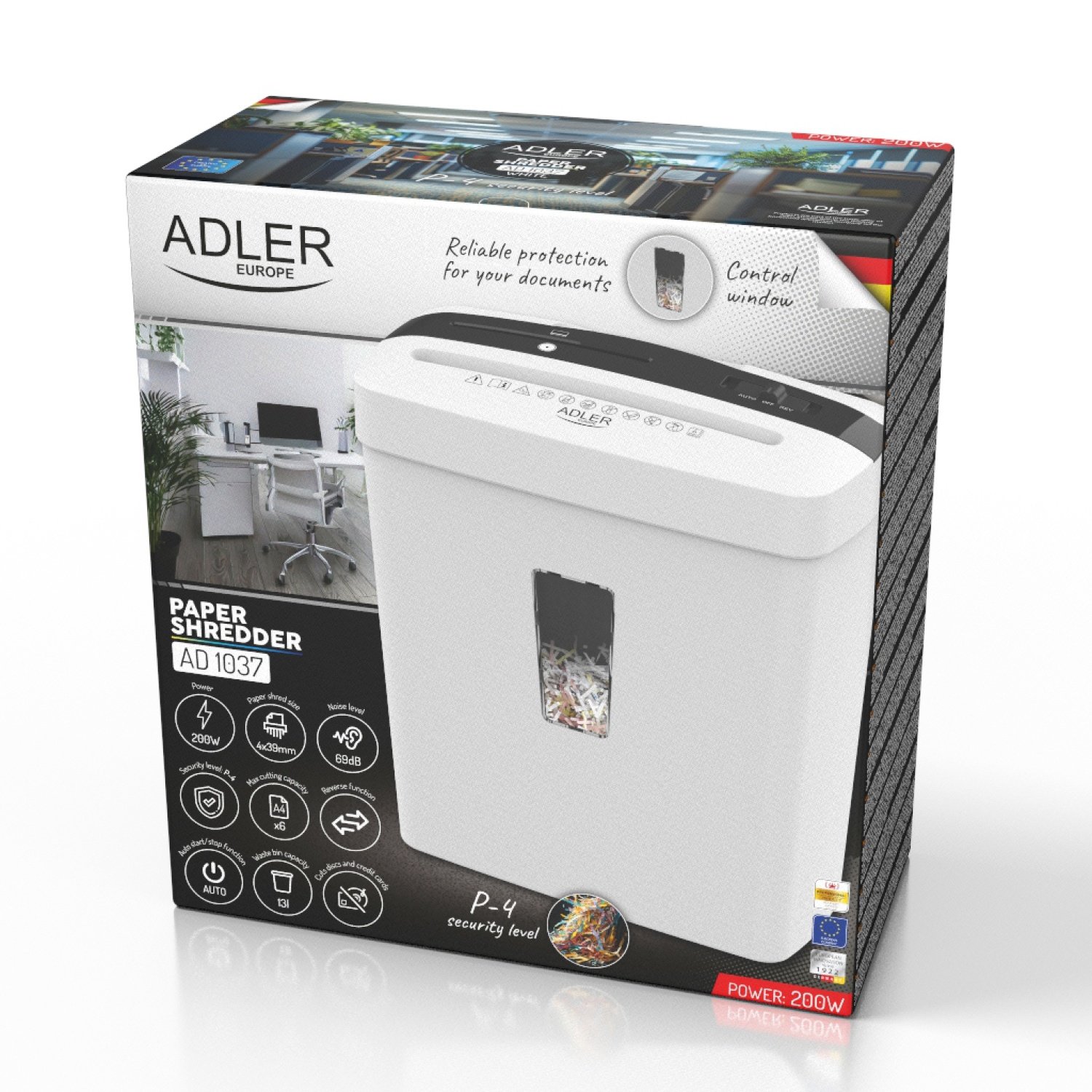Шредер Adler AD 1037 белый