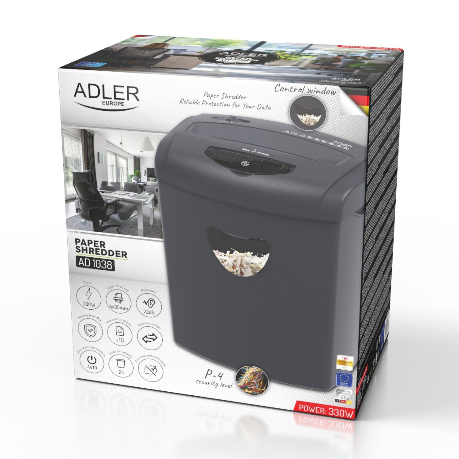 Шредер Adler AD 1038 серый